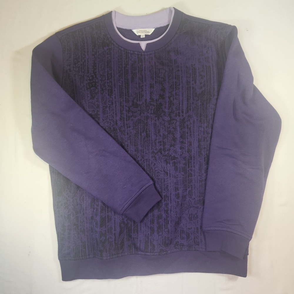 Northern Traditions Purple Abstract Lace Print Sweatshirt Womens S